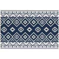 Outsunny Outdoorteppich Terrassenteppich, wetterbeständig, modernes Design, 182 cm x 274 cm x 0,3 cm, Schwarz + Weiß(m-1)