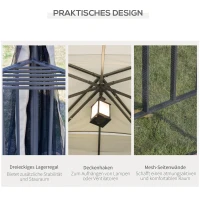 Outsunny Gartenpavillon mit Doppeldach Pavillon Gartenzelt Festzelt Partyzelt mit 4 x Seitenwand Metall+Polyester Cremeweiß 2,99 x 2,99 x 2,74 m(m-6)