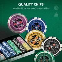 SPORTNOW 500-Piece Poker Chips Set, Poker Set with Mat, Chips, Two Card Decks, Dealer, Five Dices(m-5)