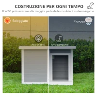 PawHut Casetta per Cani da Esterno con Porta e Terrazza, Cuccia per Cani di Taglia Media, Tetto Apribile e Finestra, Grigio(m-4)