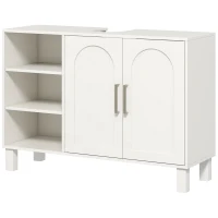 HOMCOM Mueble bajo Lavabo Mueble de Baño Moderno con 2 Puertas y Estantes Ajustables 90x30x63 cm Crema(m-11)