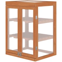Outsunny Invernadero de Jardín de Madera y Policarbonato Invernadero Vivero Casero con 3 Estantes 2 Puertas y Tapa Abatible para Cultivo de Plantas Terraza Patio 58x44x78 cm Natural(m-9)