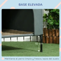 PawHut Caseta para Perros con Cubierta Exterior 130x85x95 cm Cama Elevada para Mascotas con Cojín para Perros Grandes Gris(m-7)