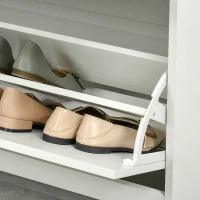 HOMCOM Meuble à chaussures avec 2 tiroirs rabattables étagère réglable + 1 tiroir  jusqu'à 16 paires 70L x 29l x 92H Blanc(m-9)