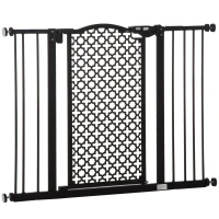 PawHut 74-105cm Pet Safety Gate Stair Barrier, with Auto Close, Double Locking - Black(m-1)