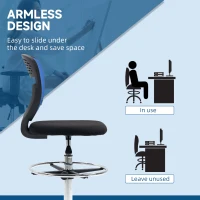 Vinsetto Drafting Chair, Swivel Office Draughtsman Chair, Mesh Standing Desk Chair with Adjustable Foot Ring, Armless, Dark Blue(m-7)