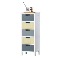 HOMCOM Storage Tower, Dresser Chest of Drawers, Wood Top, Organizer Unit for Closets Bedroom Nursery Room Hallway(m-11)