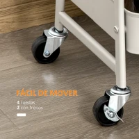 HOMCOM Carrito Auxiliar con Ruedas Carro de Almacenaje de 3 Niveles para Baño Salón Cocina Oficina 45x31x79,4 cm Gris(m-6)