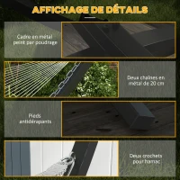 Outsunny Support Pied de hamac Structure Robuste métal époxy, longueur 360 cm pour hamacs de 270 à 330 cm, gris(m-6)