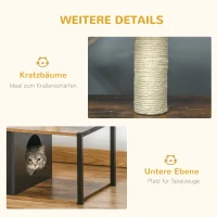 PawHut Katzenmöbel Kratzbaum mit Katzenhöhle Katzenhaus mit Katzenbett Kissen Hängematte Sisal Braun 64 x 40 x 60cm(m-6)