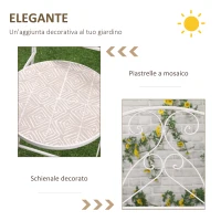 Outsunny Set da Giardino 3 Pezzi con 2 Sedie Pieghevoli e 1 Tavolino a Mosaico, Bianco(m-4)