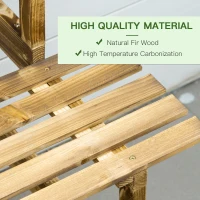 Outsunny 3 Tier Outdoor Plant Stand, Wood Ladder Shelf, Flower Pot Display Rack for Garden Backyard(m-5)