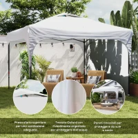 Outsunny Gazebo da Giardino 3x3 m ad Altezza Regolabile su 3 Livelli, in Poliestere e Acciaio, Bianco(m-7)