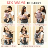 AIYAPLAY 6-in-1 Baby Carrier for Newborns-Toddlers, with Removable Seat, for Ages 0-36 Months, Up to 15kg, Grey(m-4)