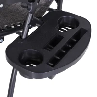 Outsunny Tumbona Plegable Silla de Gravedad Cero Reclinable con Toldo de Sombra con Bandeja Portavasos Portátil Texteline para Jardín Balcón Carga 150kg 90x65x110 cm Gris(m-9)