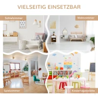 HOMCOM 3-tlg. Kindersitzgruppe mit 1 Kindertisch 2 Stühle Sitzgruppe mit Stauraum Kindermöbel für Kleinkind ab 2 Jahre Weiß+Grau 71 x 48 x 49,5 cm(m-7)