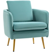 HOMCOM Polstersessel ​mit Armlehnen Ohrensessel Bürostuhl Wohnzimmerstuhl Polsterstuhl Vintage Samt-Touch Holz Grün 59 x 65 x 80 cm(m-1)