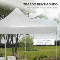Outsunny Techo de Repuesto para Carpa Plegable de Tela Oxford 3x3 m con Techo Puntiagudo Impermeable y Anti-UV Blanco(m-5)