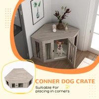 PawHut Dog Crate Furniture Side Table, with Cushion, 104 x 55 x 63cm - Walnut Brown(m-5)
