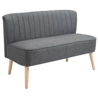 HOMCOM 2-Sitzer Sofa, weiche Polsterung, pflegeleichter Bezug, bis 150 kg, 117 x 56,5 x 77 cm, Dunkelgrau