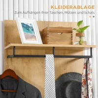 HOMCOM Garderobe mit Schuhbank, 1 Hutablage, 4 Kleiderhaken, Natur + Weiß(m-5)