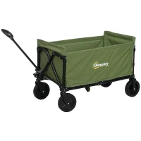Outsunny 120L Festival Trolley on Wheels, Folding & Compact Camping Trolley Cart with Adjustable Handle for Garden, Beach, Fishing, Green(m-11)