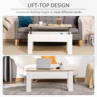 HOMCOM Lift Top Coffee Table with Hidden Storage Compartment, Lift Tabletop Pop-Up Center Table for Living Room(m-4)
