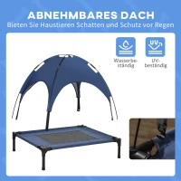 PawHut Haustierbett mit Baldachin, Hundebett, klappbar, wetterbeständig, Blau(m-6)
