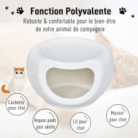 PawHut Maison pour chat panier chat lit chat design contemporain Doonut dim. 48L x 42l x 29H cm polypropylène blanc(m-4)
