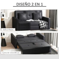 HOMCOM Sofá Cama de 2 Plazas Sofá Cama Tapizado en Poli Algodón con 2 Cojines Desmontables y Espacio de Almacenamiento Sofá Doble para Salón Oficina  152x101x81 cm Gris Carbón(m-4)