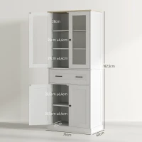 HOMCOM Küchenschrank, Buffet, Acrylfront, Schubladen, 76 x 40 x 182,5 cm, Cremeweiß(m-3)