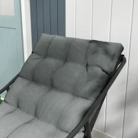Outsunny Chaise de jardin fauteuil d'extérieur avec coussin cadre en acier pour balcon, terrasse, jardin gris(m-8)