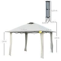 Outsunny Tonnelle barnum de jardin pop-up pliant 3 x 3 m acier époxy polyester anti UV crème(m-3)