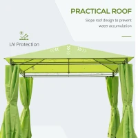 Outsunny 3 x 3(m) Garden Gazebo, Outdoor Gazebo Canopy Shelter with Curtains and Steel Frame for Lawn, Yard and Deck, Green(m-5)