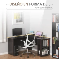 HOMCOM Mesa de Ordenador PC Escritorio para Oficina Hogar Tipo Esquinera Forma L con Estantes 136x130x72cm Madera(m-5)