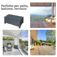 Outsunny Ousunny Tavolino da Esterni in Rattan PE con Piano in Vetro Temperato, 85x50x39cm, Nero(m-7)