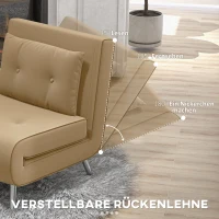 HOMCOM Liegesessel Sessel mit Liegefunktion Schlafsessel, Knopfheftung, Leinenoptik, 77 cm x 88 cm x 83 cm, Braun(m-5)