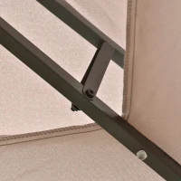 Outsunny 4 x 3(m) Outdoor Gazebo Canopy Party Tent Garden Pavilion Patio Shelter w/ LED Solar Light, Double Tier Roof, Curtains, Steel Frame, Khaki(m-9)