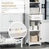kleankin Armario de Baño con 1 Cajón 1 Puerta 3 Estantes Columna de Baño Mueble Auxiliar para Aseo 34x30x163 cm Blanco(m-4)