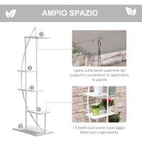 Outsunny Fioriera in Metallo a 5 Ripiani, 2 Pezzi, per Interni ed Esterni, 53x33x154cm, Bianco(m-5)