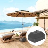 Outsunny Fillable Garden Parasol Base, Heavy Duty Parasol Base Stand Outdoor Umbrella Stand, Filled Up to 24kg with Sand or 20kg with Water, Sun Umbrella Base for 38 mm Poles, Black(m-2)