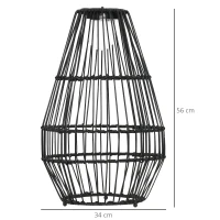Outsunny Lampe à poser luminaire LED de jardin solaire en résine tressée imitation rotin - 34 x 34 x 56 cm noir(m-3)