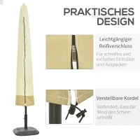 Outsunny Sonnenschirm Schutzhülle bis Ø300 cm Abdeckung Schirmschutzhaube mit Reißverschluss Oxfordstoff Beige + Kaffee  Ø50 x 190 cm(m-5)