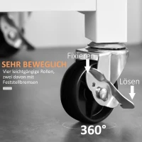 HOMCOM Küchenwagen, Servierwagen mit Schblade und Handtuchhalter, Küchenschrank, Rollwagen, Küchentrolley, Weiß, 105 x 45 x 89 cm(m-5)
