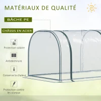 Outsunny Mini Serre de Jardin mini serre tunnel serre à tomates 3,5L x 1l x 0,8H m Acier PVC Haute densité Anti-UV 3 fenêtres avec Zip enroulables Vert et Transparent(m-4)