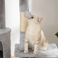 PawHut Katzenkratzbaum 240-260 cm Deckenhoch Kratzbaum groß Kletterbaum Katze Kratzbaum für große Katzen mit Sisalseil Hellgrau(m-8)