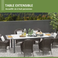 Outsunny Table de jardin extensible en aluminium rectangulaire 6 - 8 personnes, dim. 180/240L x 94l x 73H cm, gris(m-4)