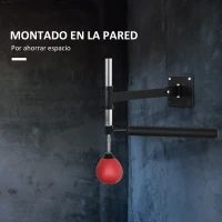 HOMCOM Bola de Velocidad de Boxeo Montado en Pared Altura Ajustable con Barra Giratoria e Inflador Punching Ball para Adultos y Adolescentes 79x72x20 cm Negro y Rojo(m-6)