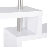 HOMCOM MDF L Shape Work Computer Desk Home-Office Wookstation w/Four-Tier Shelf Modern Display 360° Rotating Space Saver White(m-8)