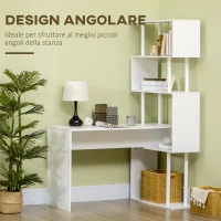 HOMCOM Scrivania Angolare Moderna in Truciolato per Ufficio e Studio con Ripiano a 4 Livelli, 120x80x176 cm, Bianco(m-4)